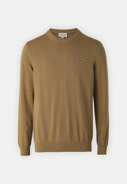 LACOSTE Maglione Uomo girocollo in Lana e Poliamide Marrone chiaro