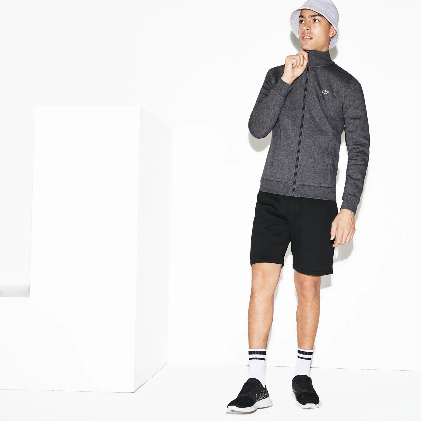 LACOSTE Felpa Uomo con zip in pile misto cotone e poliestere