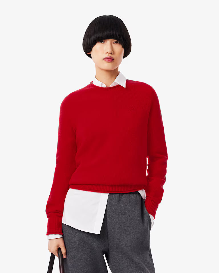 LACOSTE Maglione Donna collo arrotolato in lana cardata 3D