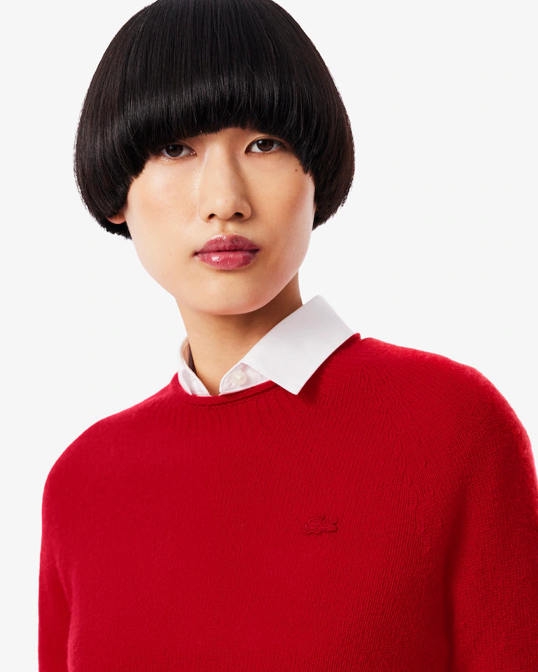 LACOSTE Maglione Donna collo arrotolato in lana cardata 3D