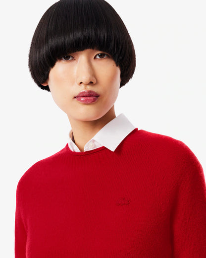 LACOSTE Maglione Donna collo arrotolato in lana cardata 3D