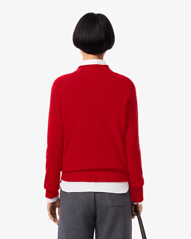 LACOSTE Maglione Donna collo arrotolato in lana cardata 3D