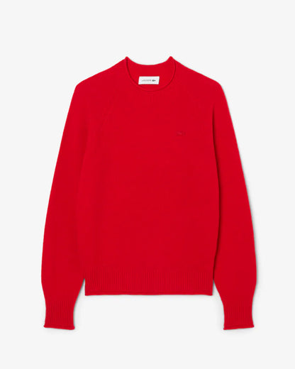 LACOSTE Maglione Donna collo arrotolato in lana cardata 3D