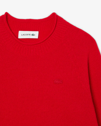 LACOSTE Maglione Donna collo arrotolato in lana cardata 3D