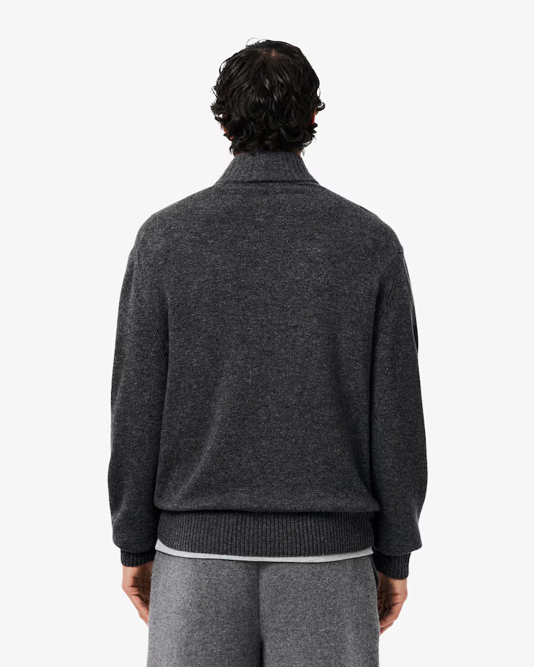 LACOSTE Maglione Collo Alto con Zip in lana cardata