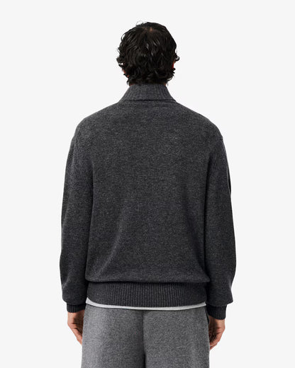 LACOSTE Maglione Collo Alto con Zip in lana cardata