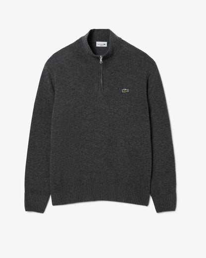 LACOSTE Maglione Collo Alto con Zip in lana cardata