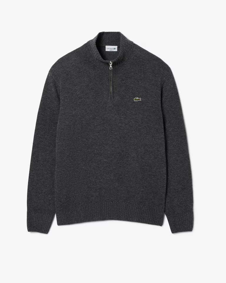 LACOSTE Maglione Collo Alto con Zip in lana cardata