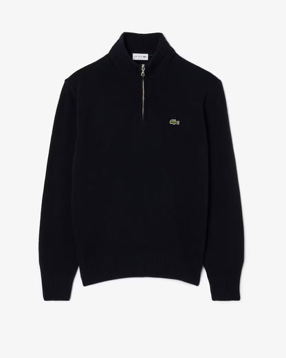 LACOSTE Maglione Collo Alto con Zip in lana cardata