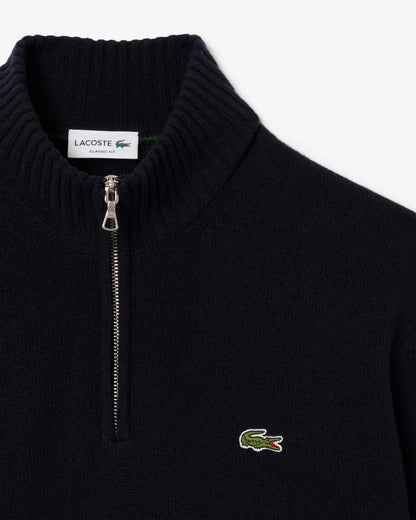 LACOSTE Maglione Collo Alto con Zip in lana cardata