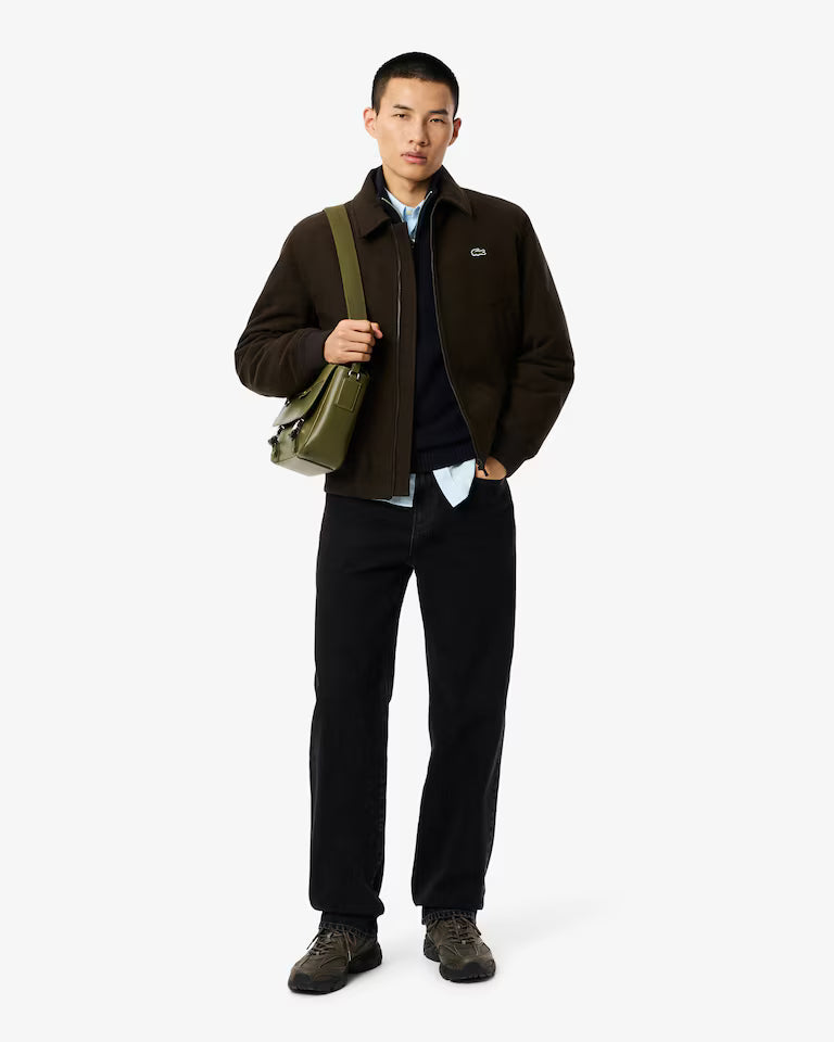 LACOSTE Maglione Collo Alto con Zip in lana cardata