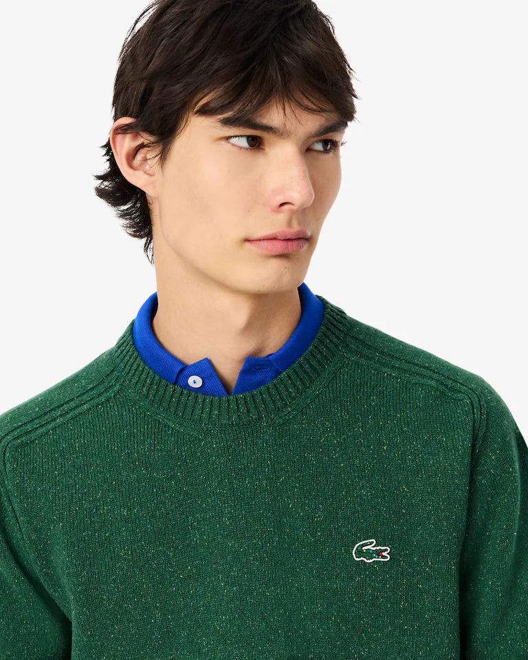 LACOSTE Maglione Uomo girocollo in lana e seta Verde