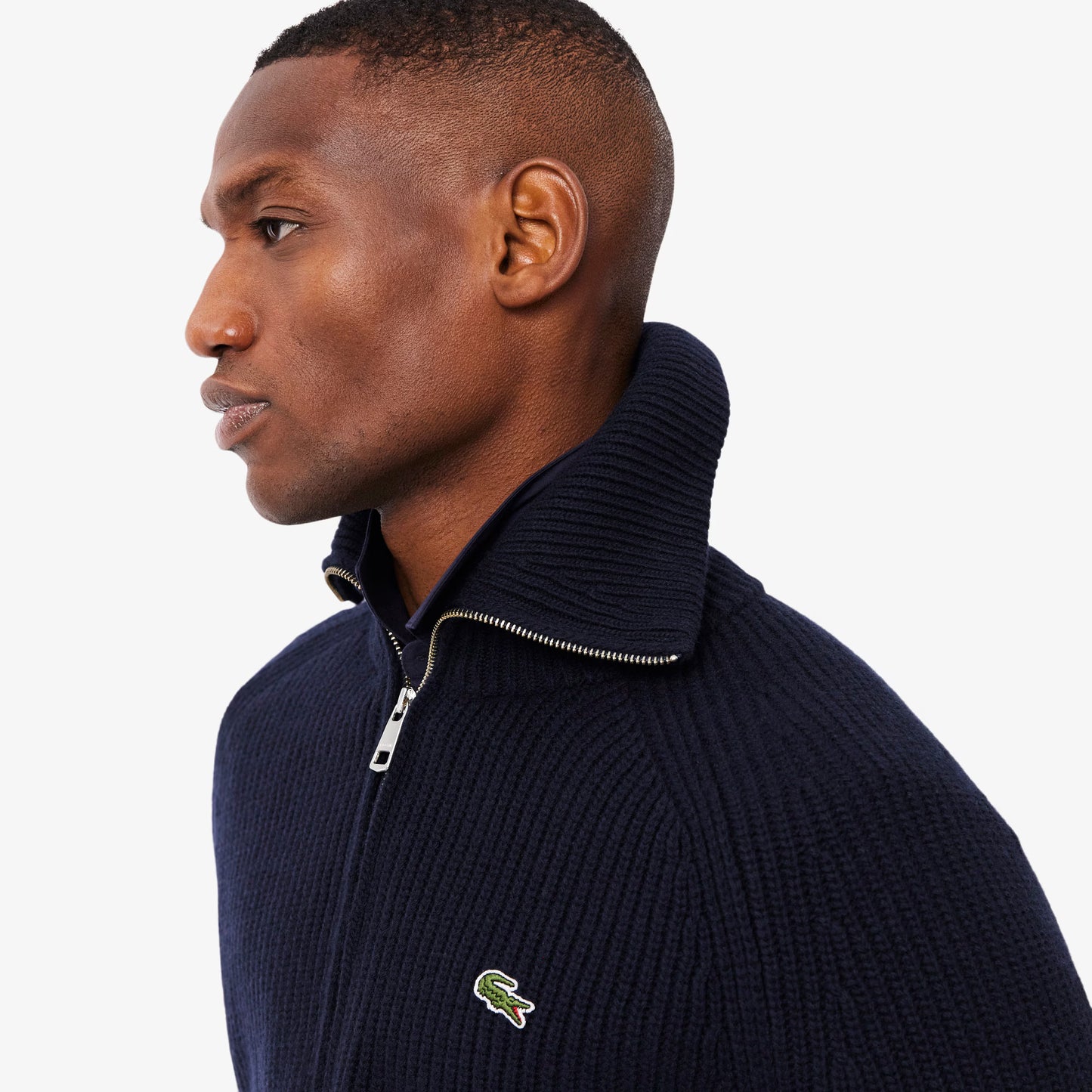 LACOSTE Maglione Uomo a collo alto con zip in lana cardata