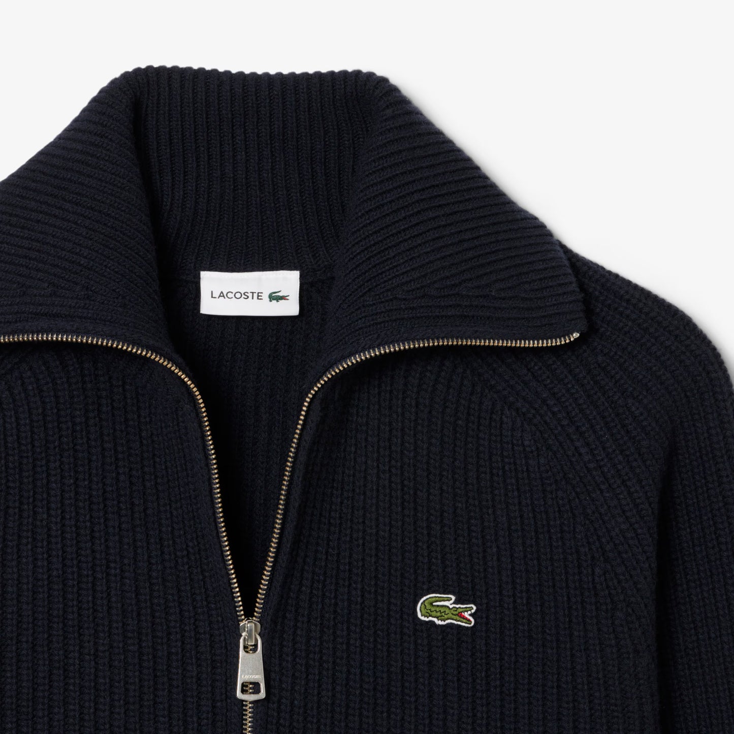 LACOSTE Maglione Uomo a collo alto con zip in lana cardata