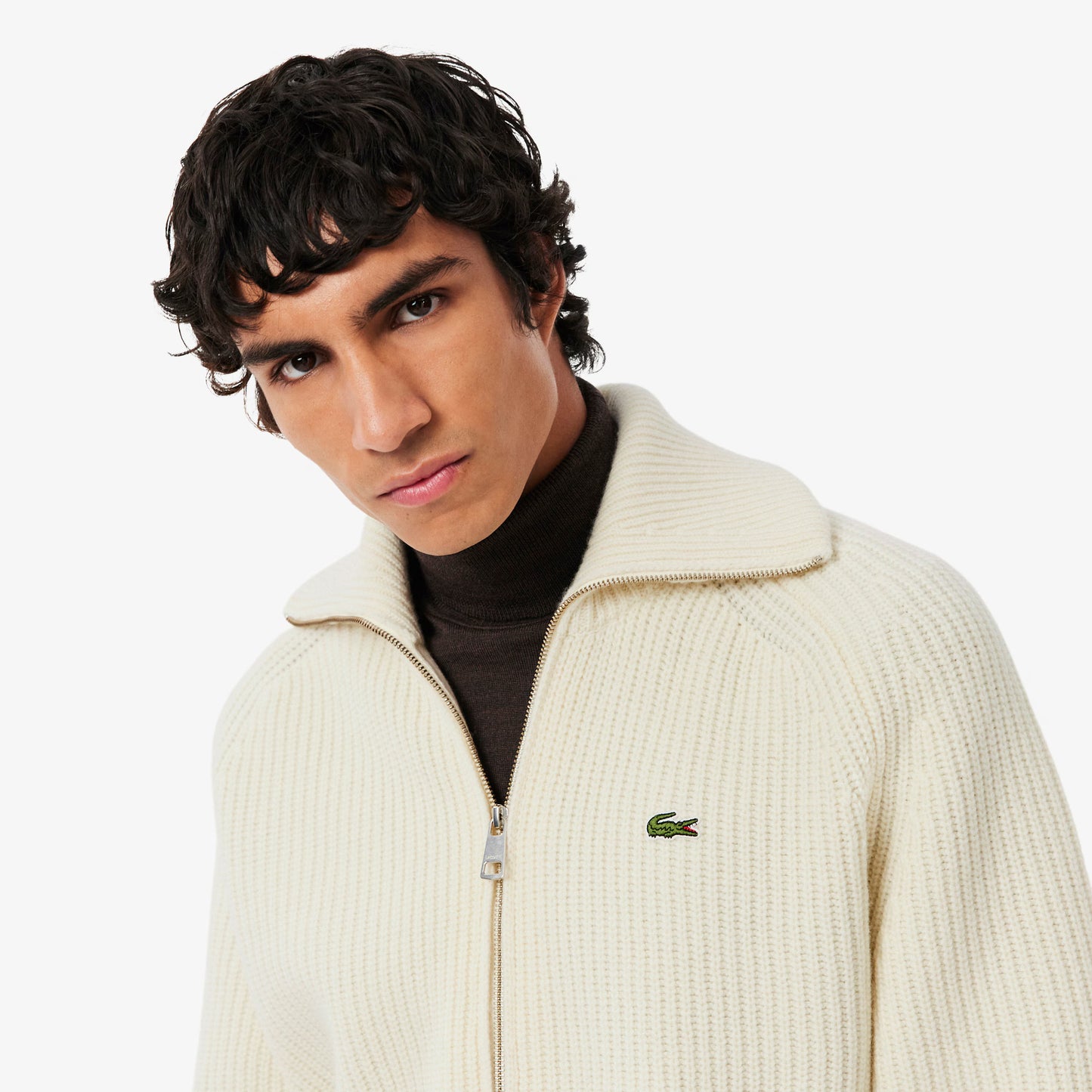 LACOSTE Maglione Uomo a collo alto con zip in lana cardata