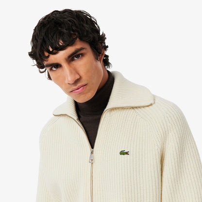 LACOSTE Maglione Uomo a collo alto con zip in lana cardata