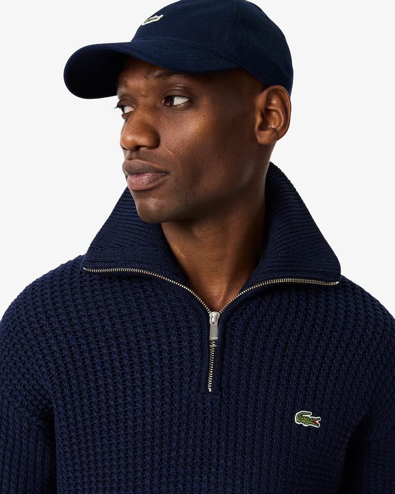 LACOSTE Maglione Uomo collo alto con mezza zip in lana pesante