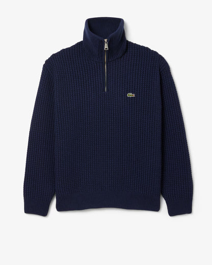 LACOSTE Maglione Uomo collo alto con mezza zip in lana pesante