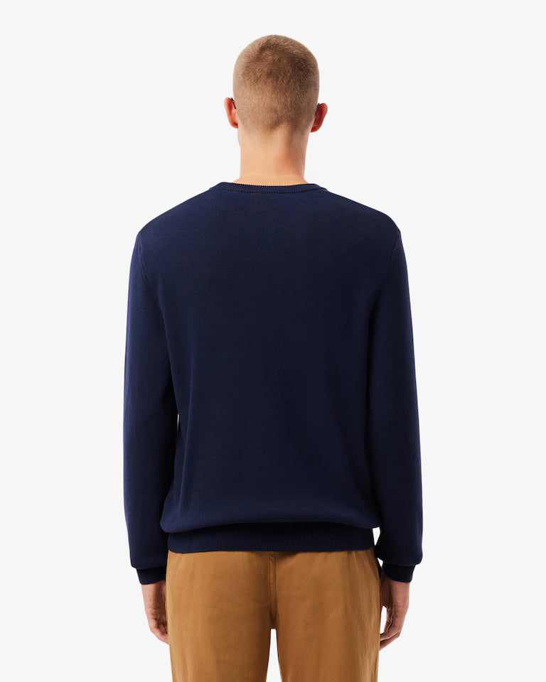 LACOSTE Maglione Uomo a righe centrali testurizzate in misto cotone organico e lana