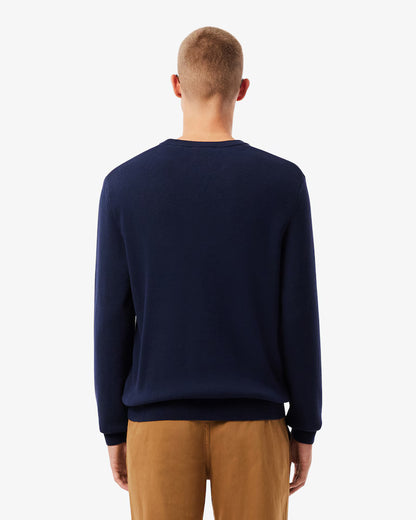 LACOSTE Maglione Uomo a righe centrali testurizzate in misto cotone organico e lana