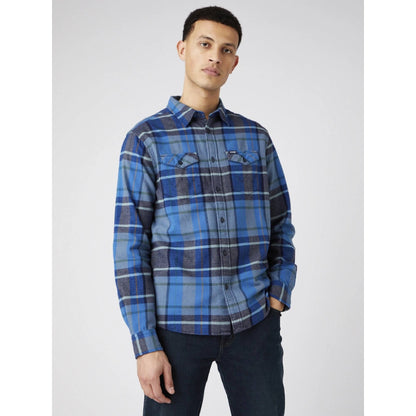 WRANGLER Camicia Uomo Regular Fit in flanella a quadri doppio taschino