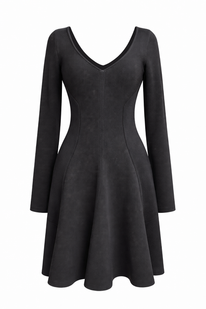 Lacoste · Abito donna scollo V misto lana nero