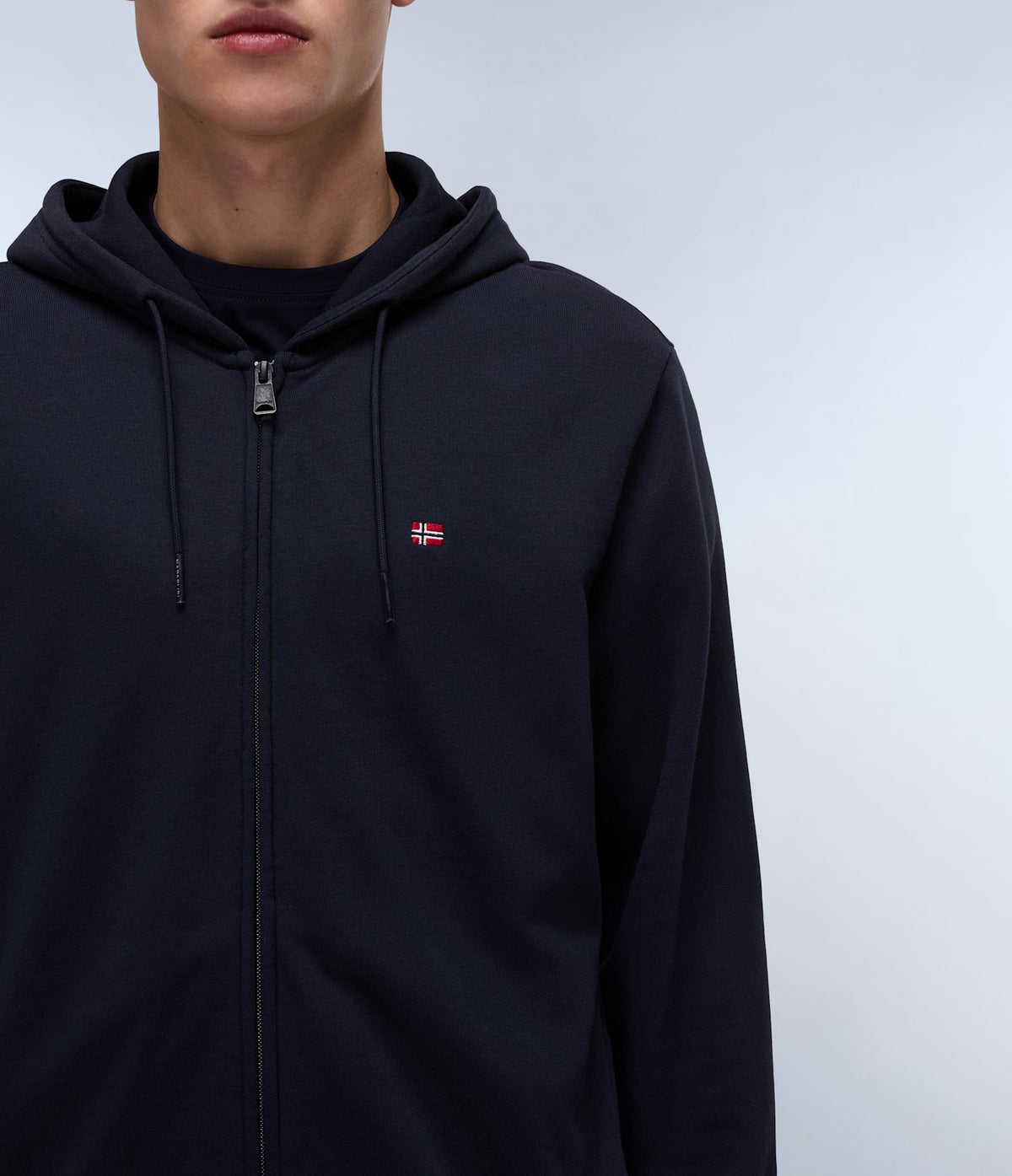 Napapijri felpa Balis con cappuccio e zip Blu Marine dettaglio