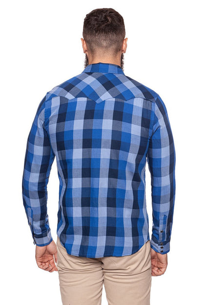 WRANGLER Camicia Uomo Regular Fit in flanella a quadri doppio taschino