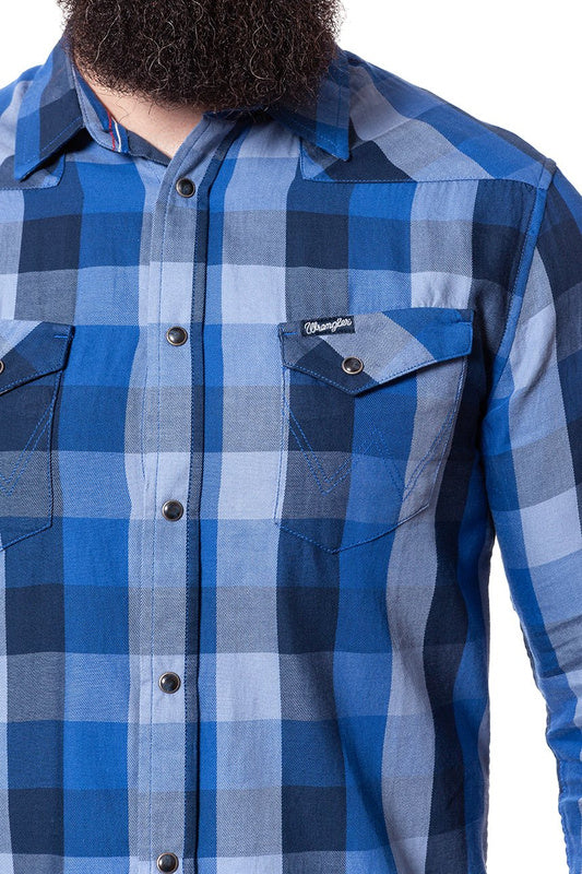 WRANGLER Camicia Uomo Regular Fit in flanella a quadri doppio taschino