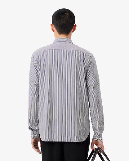 Camicia Uomo Lacoste CH2936 Regular Fit a Righe in Cotone Pinpoint Bianco Blu 166