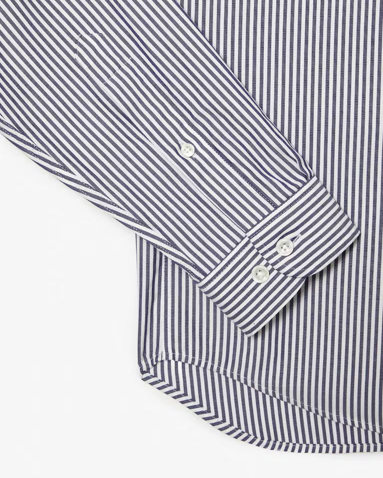 Camicia Uomo Lacoste CH2936 Regular Fit a Righe in Cotone Pinpoint Bianco Blu 166