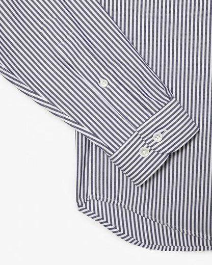 Camicia Uomo Lacoste CH2936 Regular Fit a Righe in Cotone Pinpoint Bianco Blu 166
