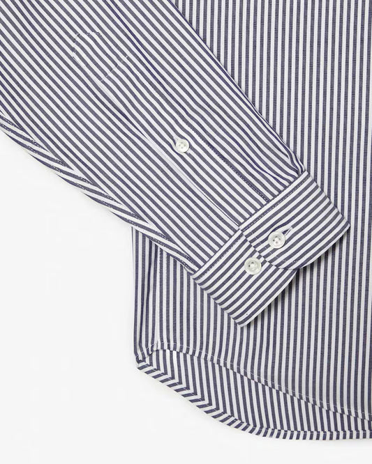 Camicia Uomo Lacoste CH2936 Regular Fit a Righe in Cotone Pinpoint Bianco Blu 166