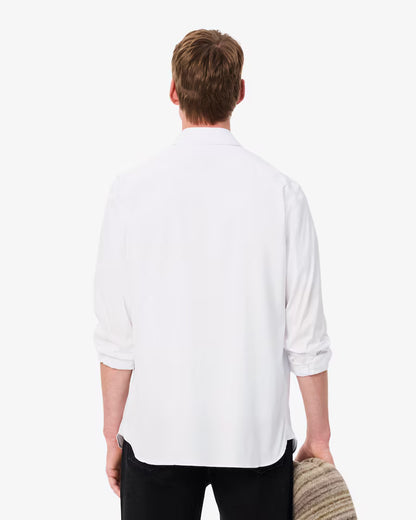 Lacoste Camicia Uomo Slim Fit in Popeline Stretch Bianca