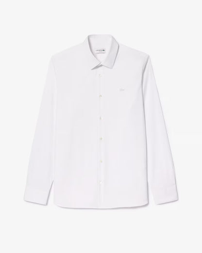 Lacoste Camicia Uomo Slim Fit in Popeline Stretch Bianca