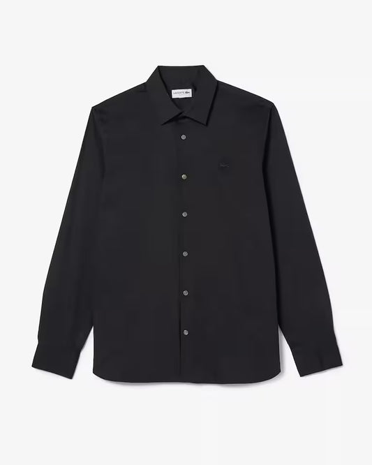 Camicia Uomo Lacoste CH5253 Slim Fit in Popeline Stretch Nero 031