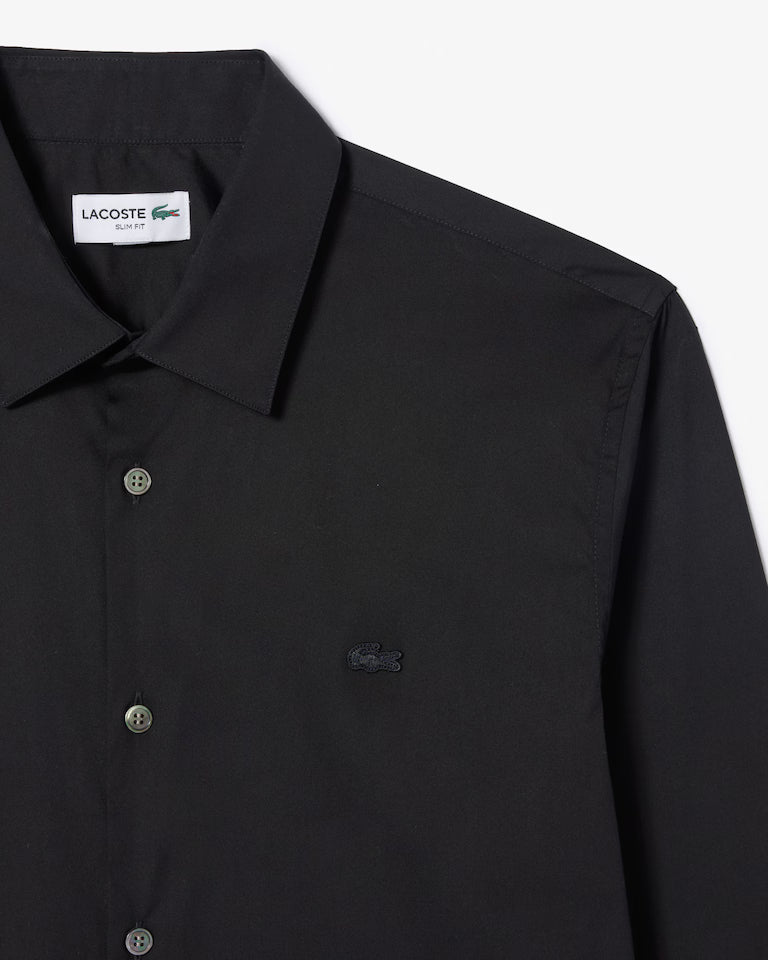Camicia Uomo Lacoste CH5253 Slim Fit in Popeline Stretch Nero 031