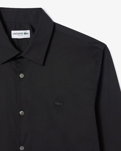 Camicia Uomo Lacoste CH5253 Slim Fit in Popeline Stretch Nero 031