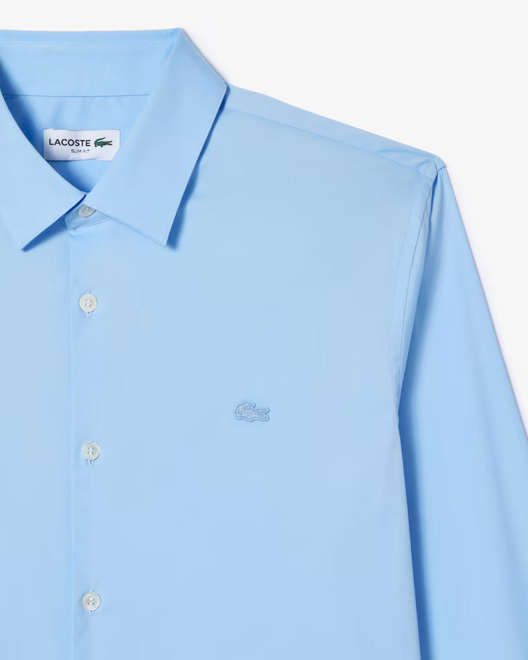 Camicia Uomo Lacoste CH5253 Slim Fit in Popeline Stretch Azzurro HBP