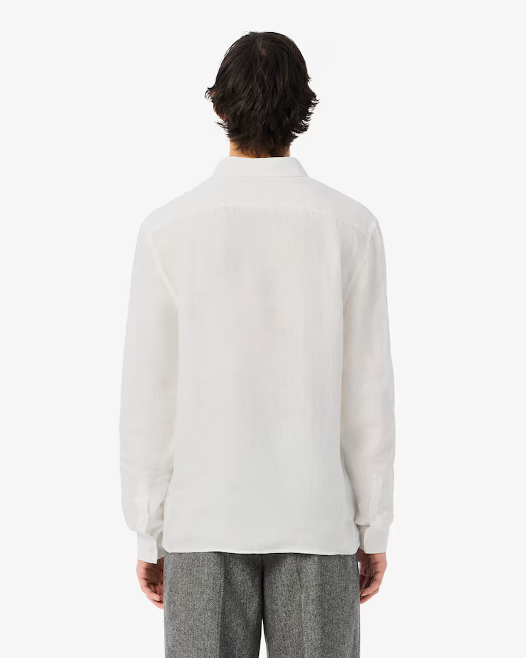 Camicia Uomo Lacoste CH5692 Regular Fit in Lino Manica Lunga Bianco 001