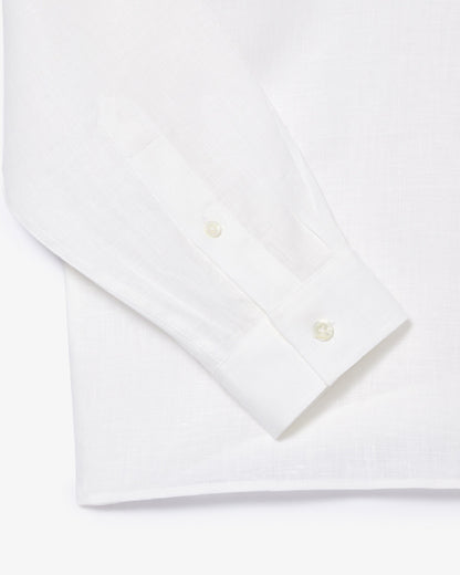 Camicia Uomo Lacoste CH5692 Regular Fit in Lino Manica Lunga Bianco 001