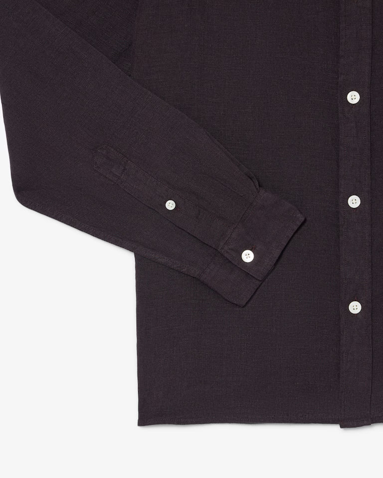 Lacoste · Camicia uomo manica lunga regular lino marrone