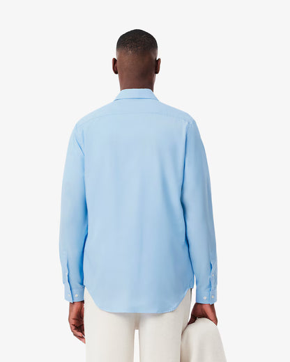 Lacoste Camicia Uomo Regular fit in Popeline di Cotone Azzurra