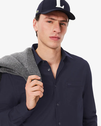 Camicia Uomo Lacoste CH8522 Regular Fit in Popeline di Cotone Blu Marine HDE