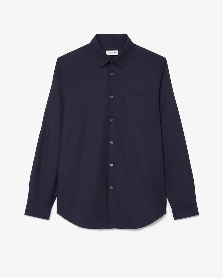 Camicia Uomo Lacoste CH8522 Regular Fit in Popeline di Cotone Blu Marine HDE