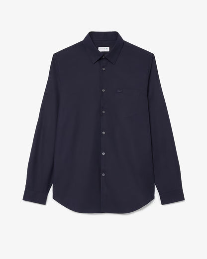 Camicia Uomo Lacoste CH8522 Regular Fit in Popeline di Cotone Blu Marine HDE