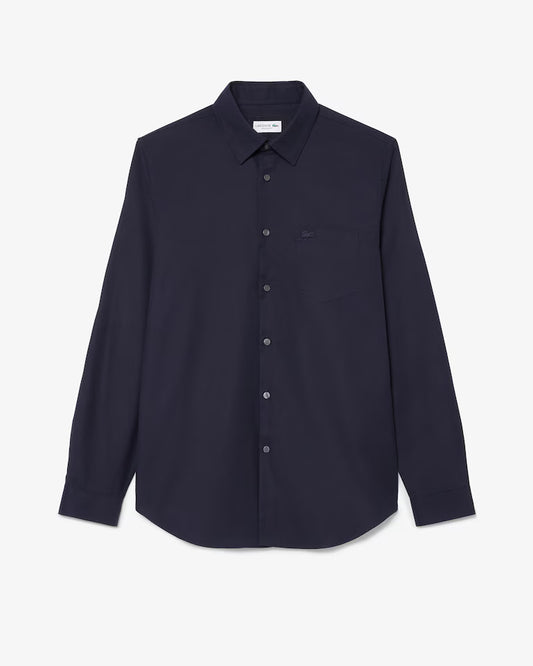 Camicia Uomo Lacoste CH8522 Regular Fit in Popeline di Cotone Blu Marine HDE