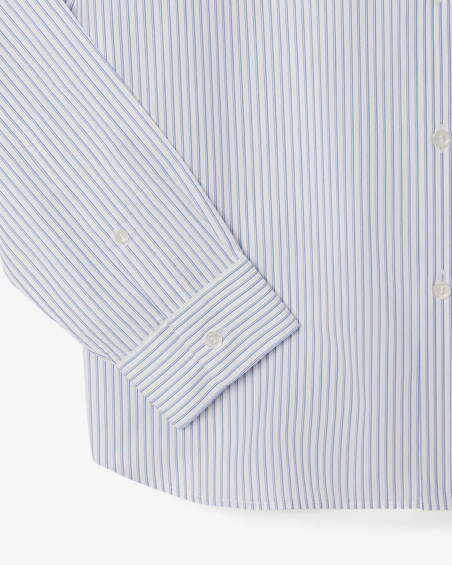Camicia Lacoste Uomo Regular Fit a Righe in Popeline di Cotone Bianco Blu