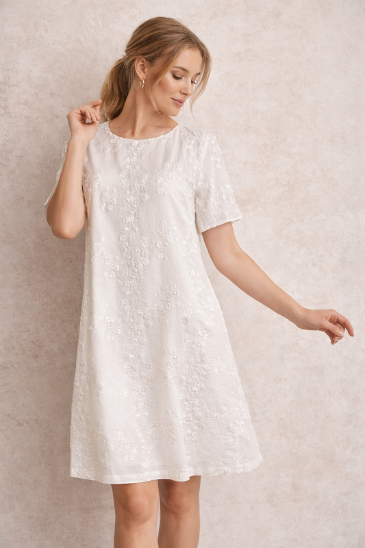 Six Months for Two · Abito donna floreale manica corta bianco