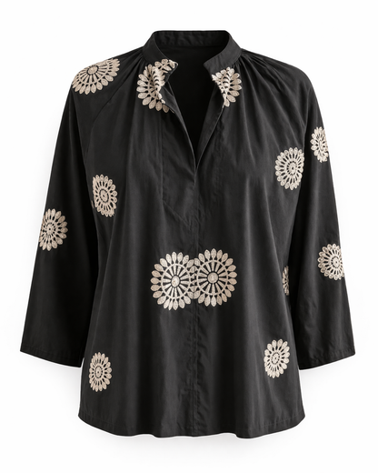 Six Months for Two · Blusa donna floreale manica 3/4 nero
